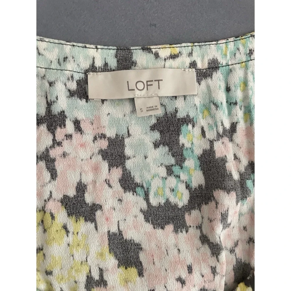 Loft Women S Top Garden‎ Floral Long Puff Sleeve Pesant Empire Cottage Blouse
